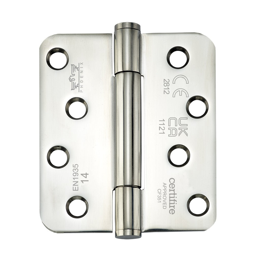 7735 Concealed Bearing Hinge Stainless Steel 316 - Radius Corner - Staggered Hole - Bright Polished 102 x 89 x 3mm