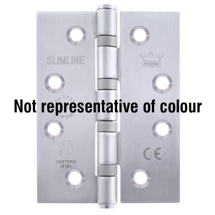 7530 Slimline Butt Hinge - Square Corner - ANSI Hole - Stainless Steel - Satin Polished 102 x 76 x 2.5mm