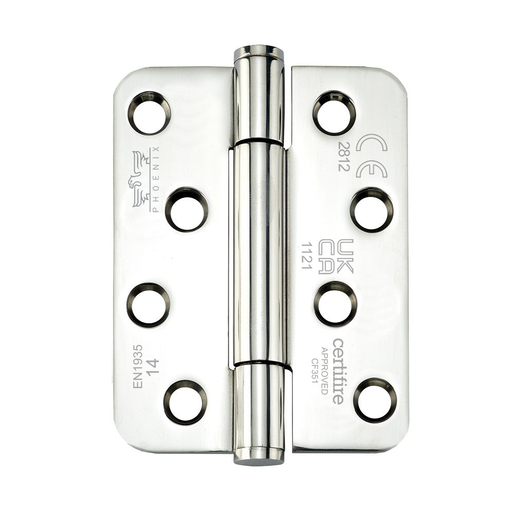 7730 Concealed Bearing Hinge Stainless Steel - Radius Corner - Staggered Hole - Bright Polished 102 x 76 x 3mm
