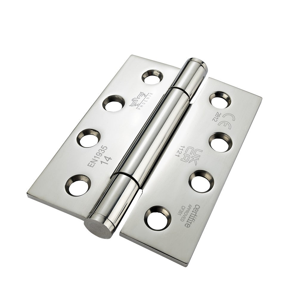 7730 Concealed Bearing Hinge Stainless Steel - Square Corner - ANSI Hole - Bright Polished 102 x 76 x 3mm