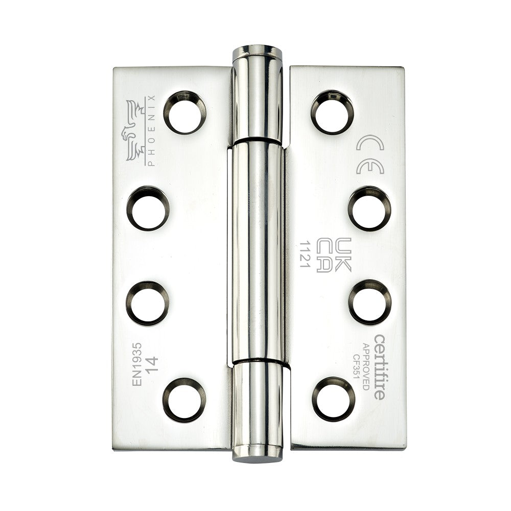 7730 Concealed Bearing Hinge Stainless Steel - Square Corner - ANSI Hole - Bright Polished 102 x 76 x 3mm