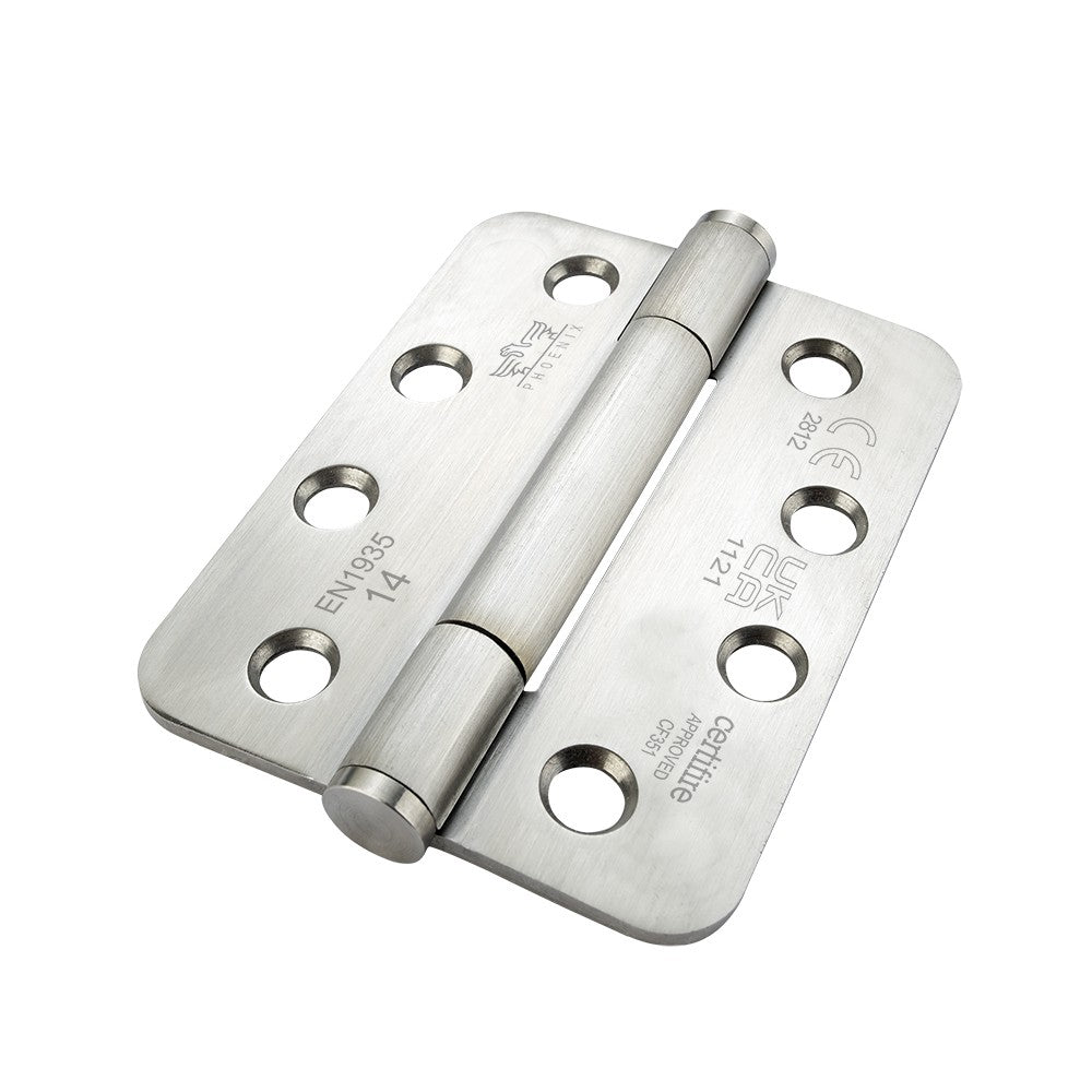 7730 Concealed Bearing Hinge Stainless Steel - Radius Corner - ANSI Hole - Satin Polished 102 x 76 x 3mm