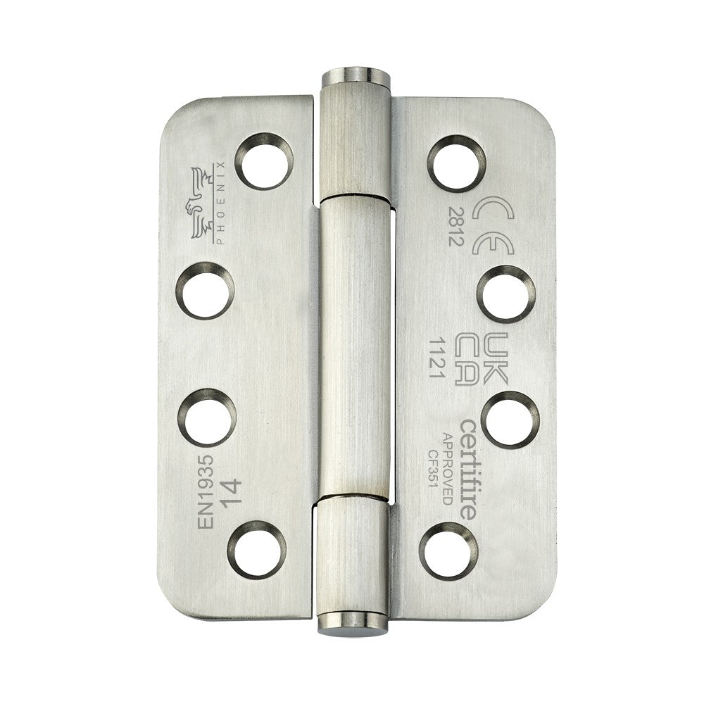 7730 Concealed Bearing Hinge Stainless Steel - Radius Corner - ANSI Hole - Satin Polished 102 x 76 x 3mm