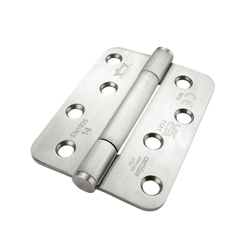 7730 Concealed Bearing Hinge Stainless Steel 316 - Radius Corner - Staggered Hole - Satin Polished 102 x 76 x 3mm