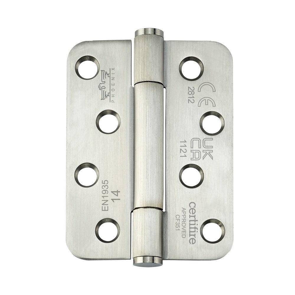7730 Concealed Bearing Hinge Stainless Steel - Radius Corner - Staggered Hole - Satin Polished 102 x 76 x 3mm