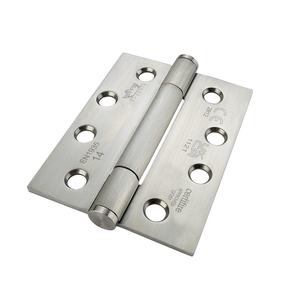 7730 Concealed Bearing Hinge Stainless Steel - Square Corner - ANSI Hole - Satin Polished 102 x 76 x 3mm