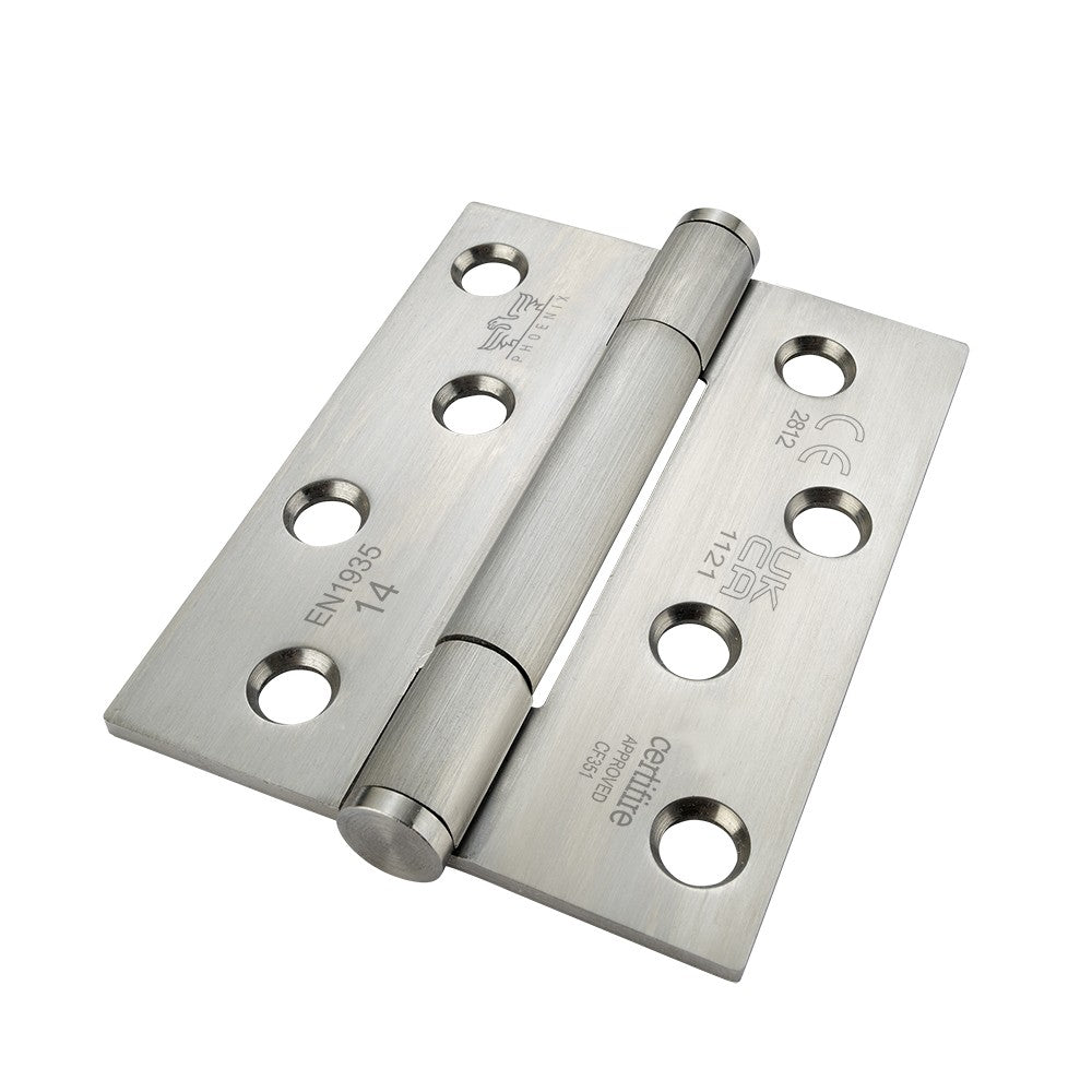 7730 Concealed Bearing Hinge Stainless Steel - Square Corner - Staggered Hole - Satin Polished 102 x 76 x 3mm