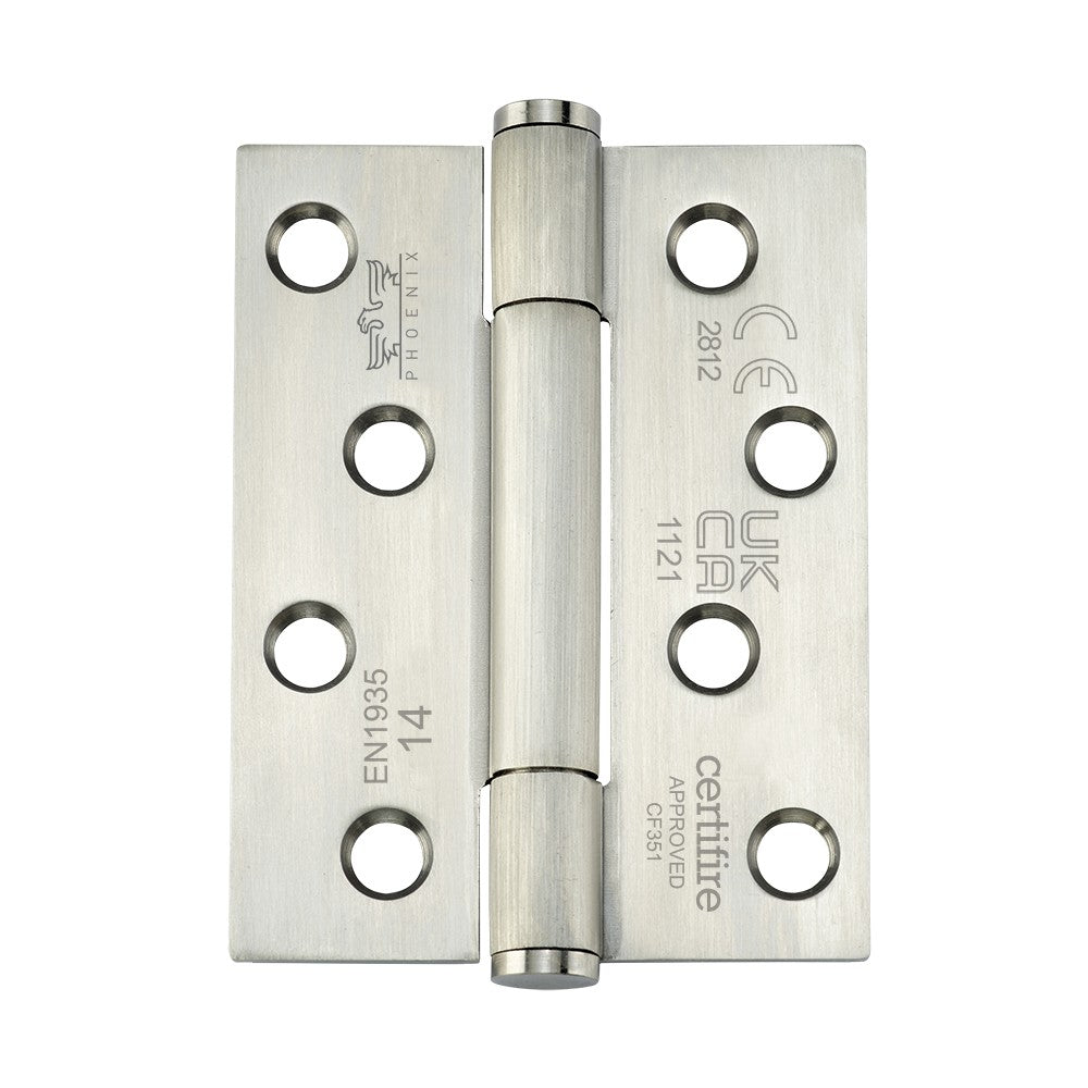 7730 Concealed Bearing Hinge Stainless Steel - Square Corner - Staggered Hole - Satin Polished 102 x 76 x 3mm