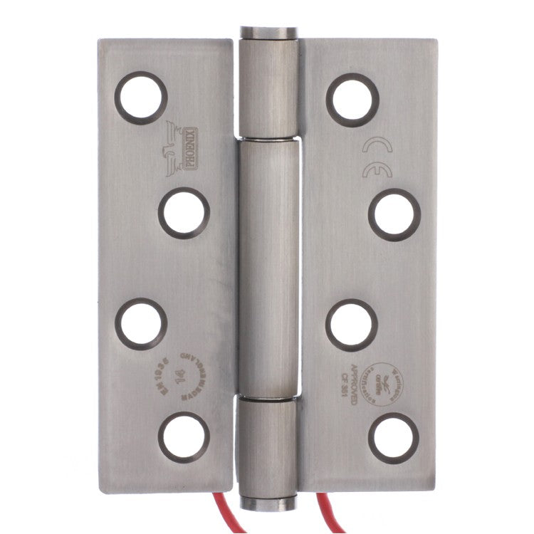 7730 Concealed Bearing 8 Wire Conductor Hinge - Clockwise Closing - Stainless Steel - Satin Polished 102 x 76 x 3mm