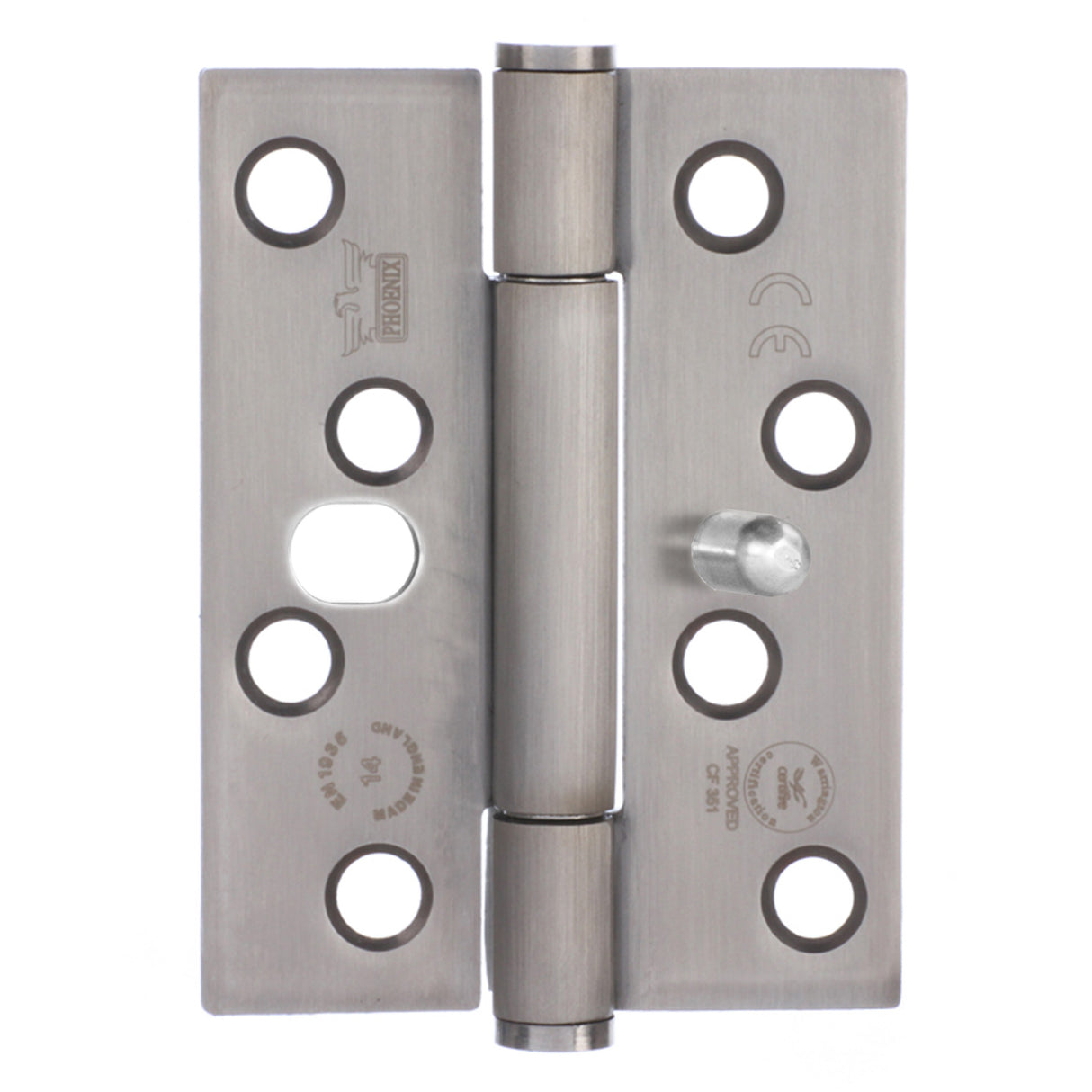 7730 Concealed Bearing Dog Bolt Hinge - Stainless Steel - Square Corner - Satin Polished 102 x 76 x 3mm