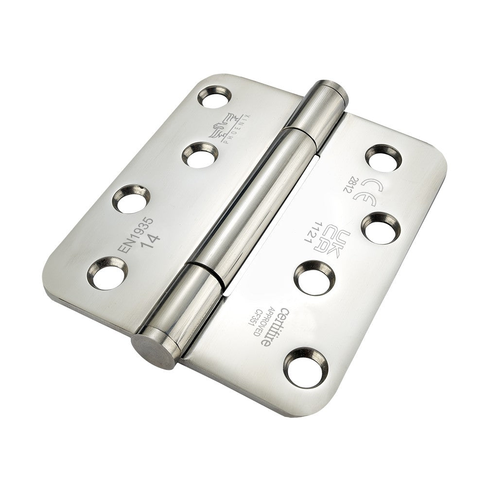 7735 Concealed Bearing Hinge Stainless Steel 316 - Radius Corner - Staggered Hole - Bright Polished 102 x 89 x 3mm