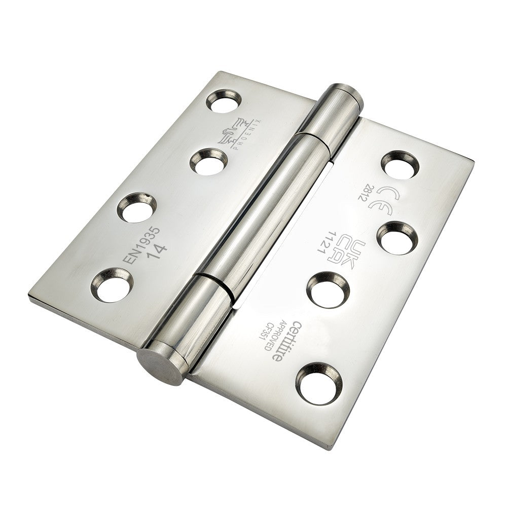 7735 Concealed Bearing Hinge Stainless Steel - Square Corner - Staggered Hole - Bright Polished 102 x 89 x 3mm