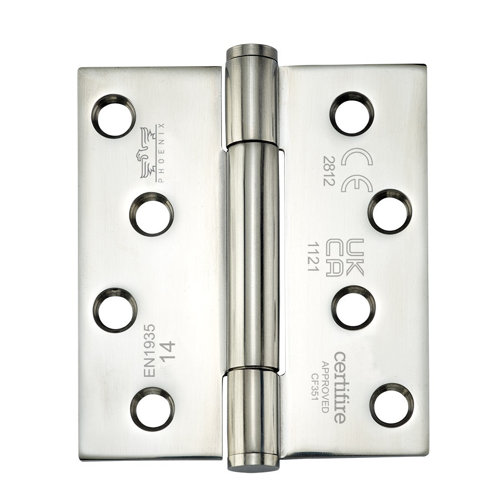 7735 Concealed Bearing Hinge Stainless Steel - Square Corner - Staggered Hole - Bright Polished 102 x 89 x 3mm