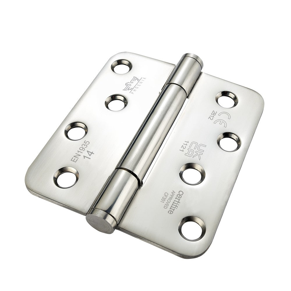 7735 Concealed Bearing Hinge Stainless Steel - Radius Corner - Staggered Hole - Bright Polished 102 x 89 x 3mm