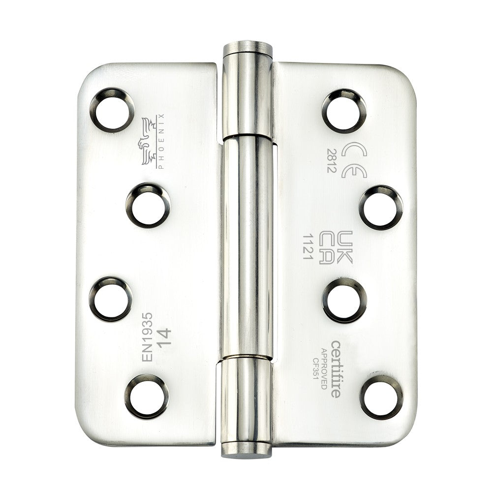 7735 Concealed Bearing Hinge Stainless Steel - Radius Corner - Staggered Hole - Bright Polished 102 x 89 x 3mm