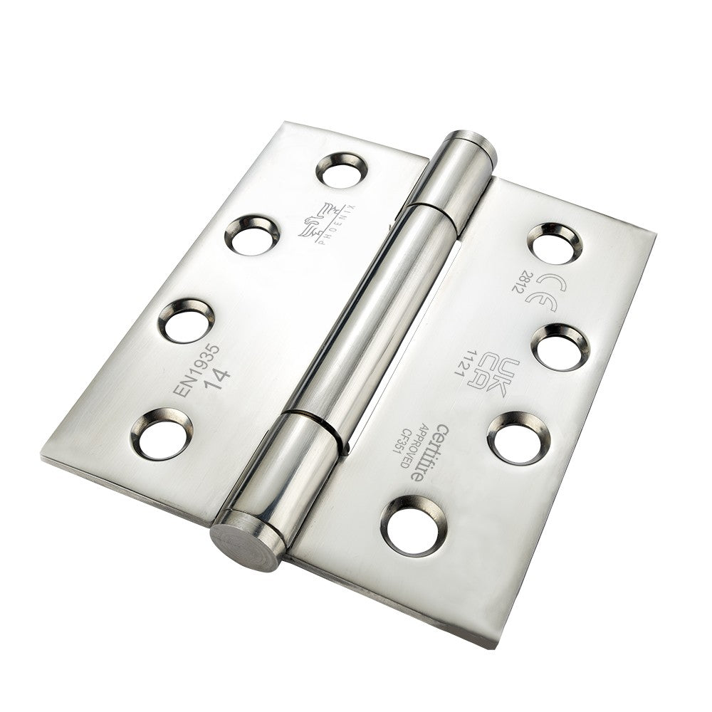 7735 Concealed Bearing Hinge Stainless Steel - Square Corner - ANSI Hole - Bright Polished 102 x 89 x 3mm