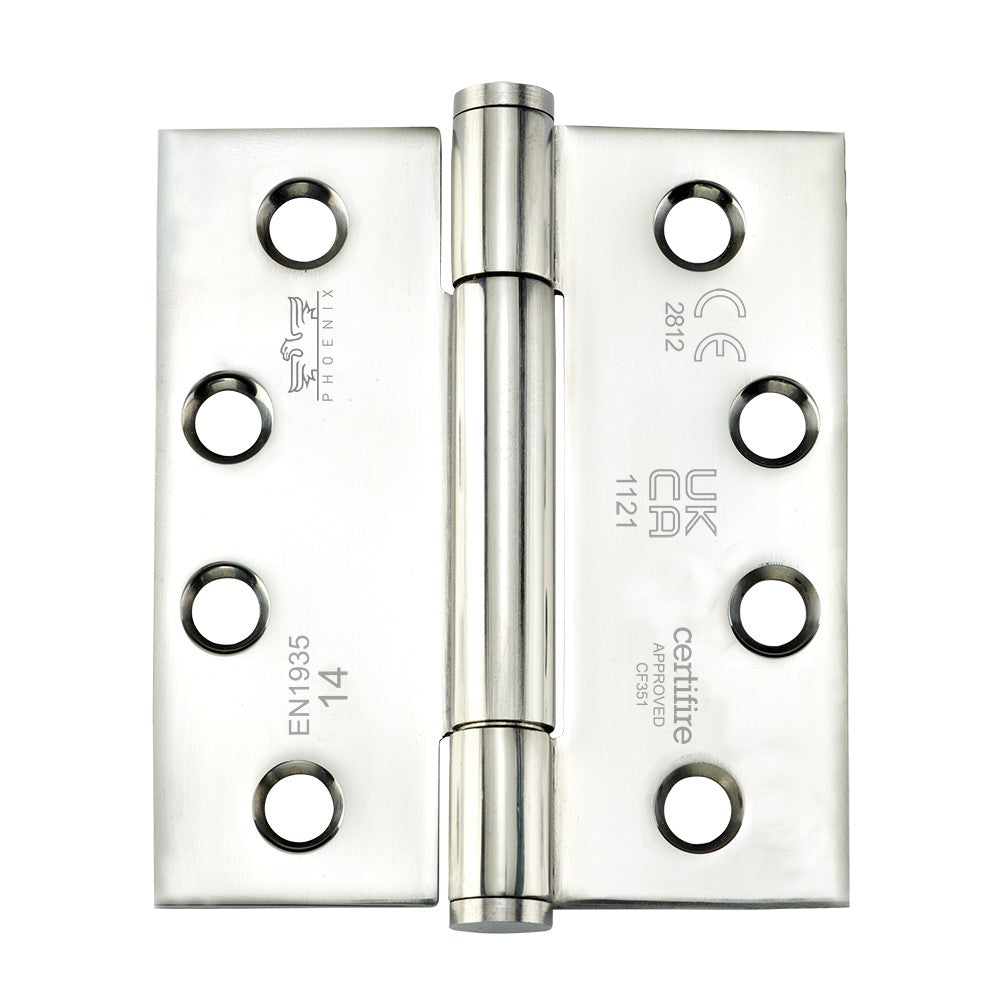 7735 Concealed Bearing Hinge Stainless Steel - Square Corner - ANSI Hole - Bright Polished 102 x 89 x 3mm