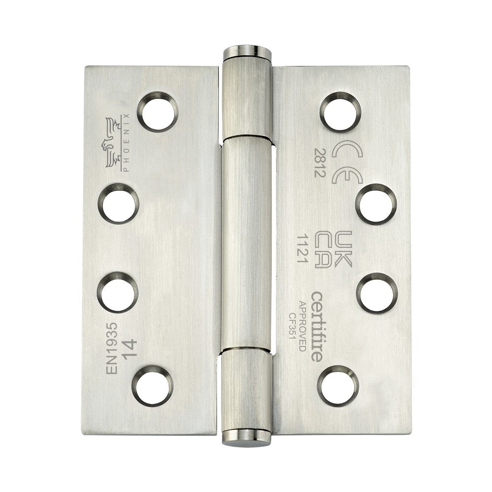 7735 Concealed Bearing Hinge Stainless Steel - Square Corner - ANSI Hole - Satin Polished 102 x 89 x 3mm