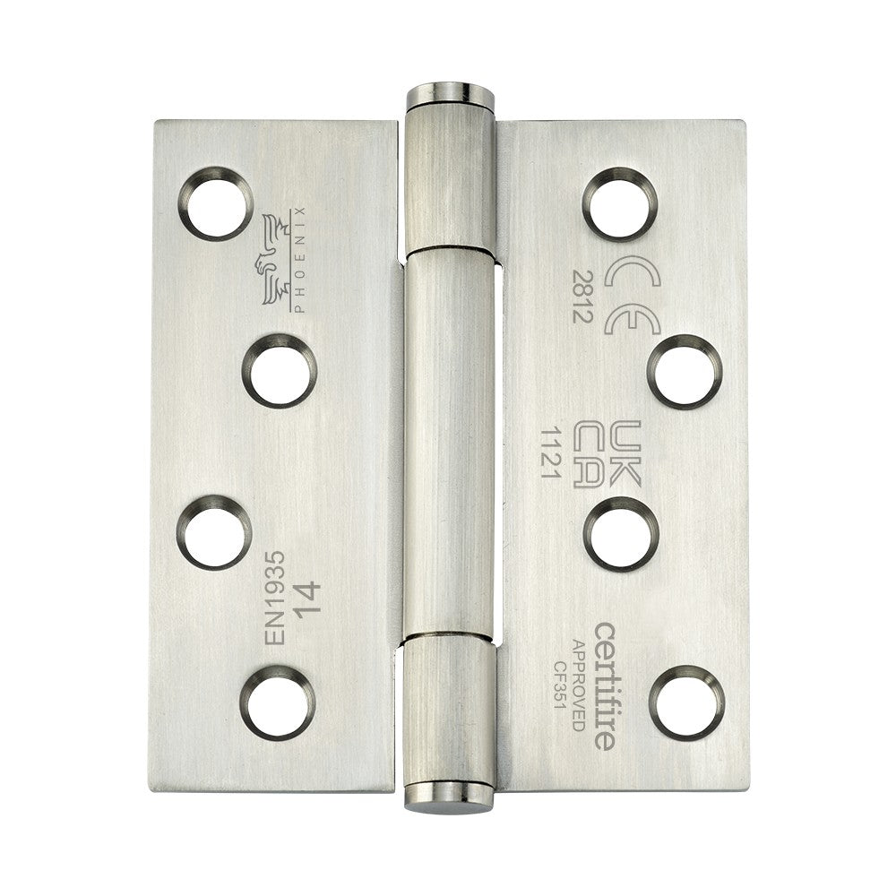 7735 Concealed Bearing Hinge Stainless Steel - Square Corner - Staggered Hole - Satin Polished 102 x 89 x 3mm