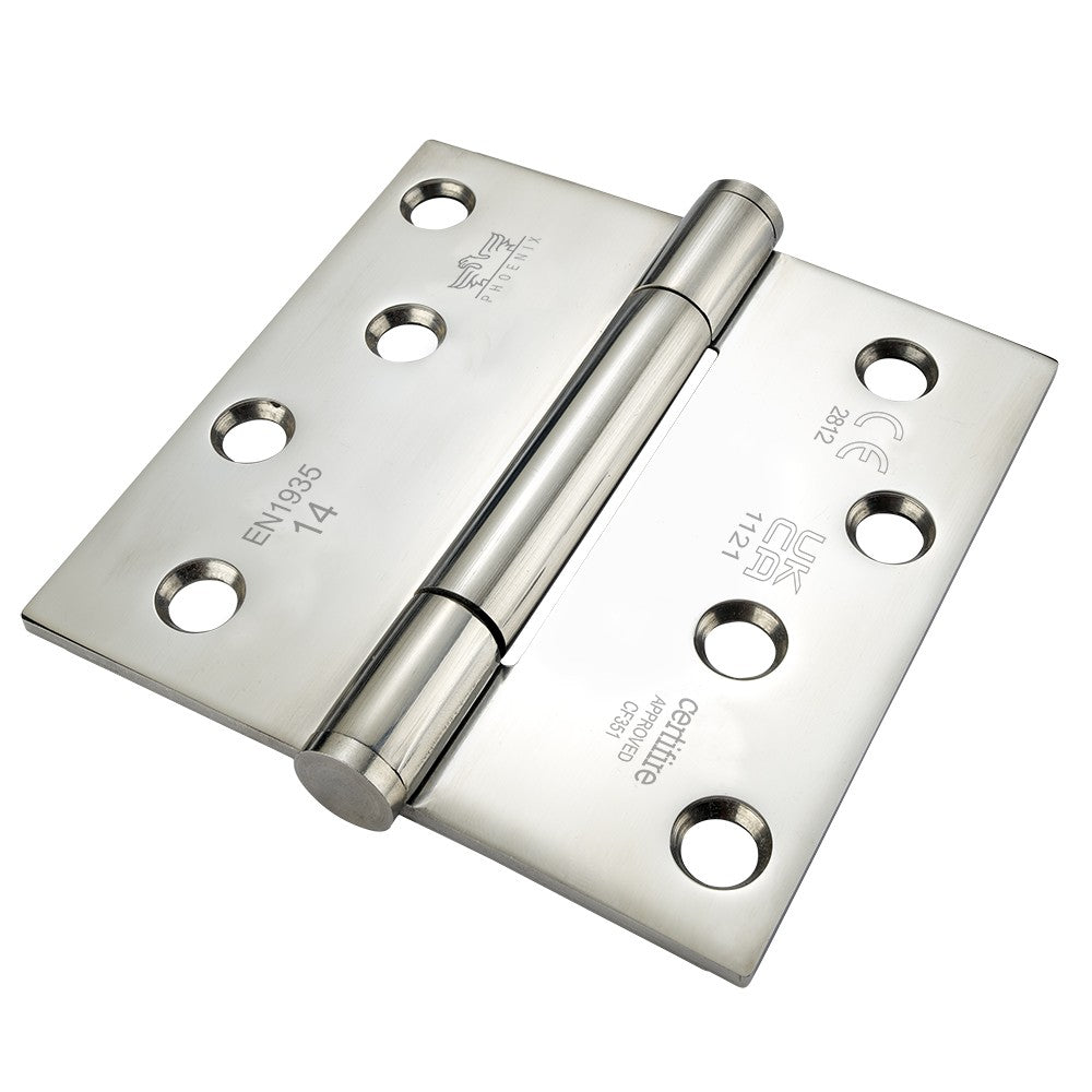 7740 Concealed Bearing Hinge Stainless Steel - Square Corner - Staggered Hole - Bright Polished 102 x 102 x 3mm