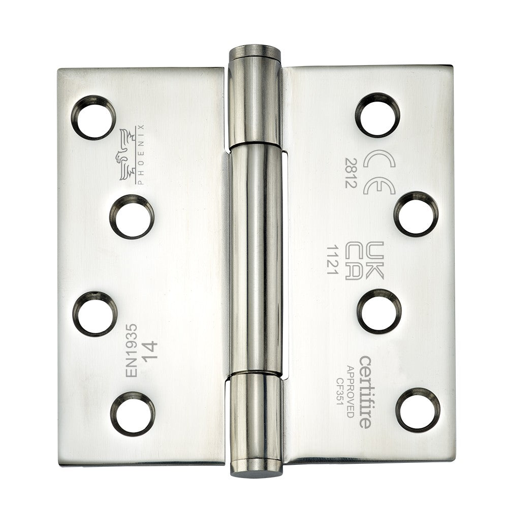 7740 Concealed Bearing Hinge Stainless Steel - Square Corner - Staggered Hole - Bright Polished 102 x 102 x 3mm