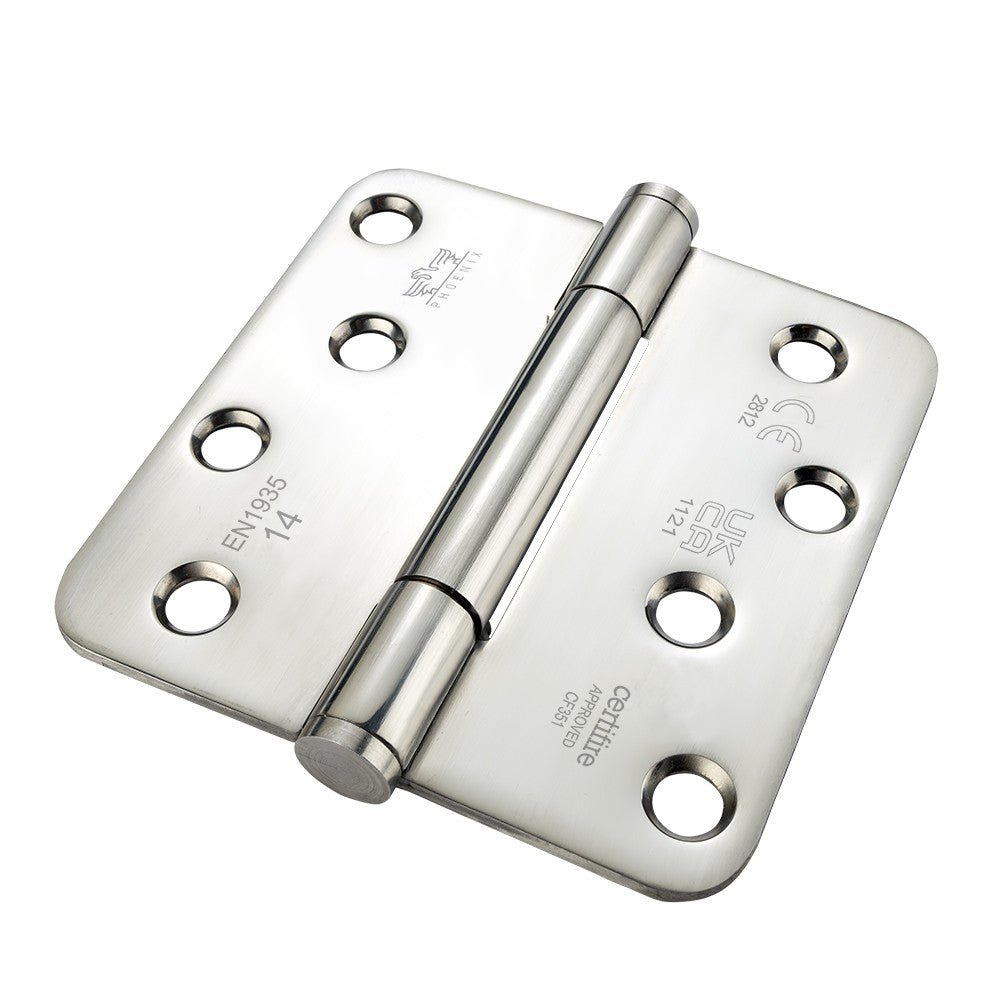 7740 Concealed Bearing Hinge Stainless Steel - Radius Corner - Staggered Hole - Bright Polished 102 x 102 x 3mm