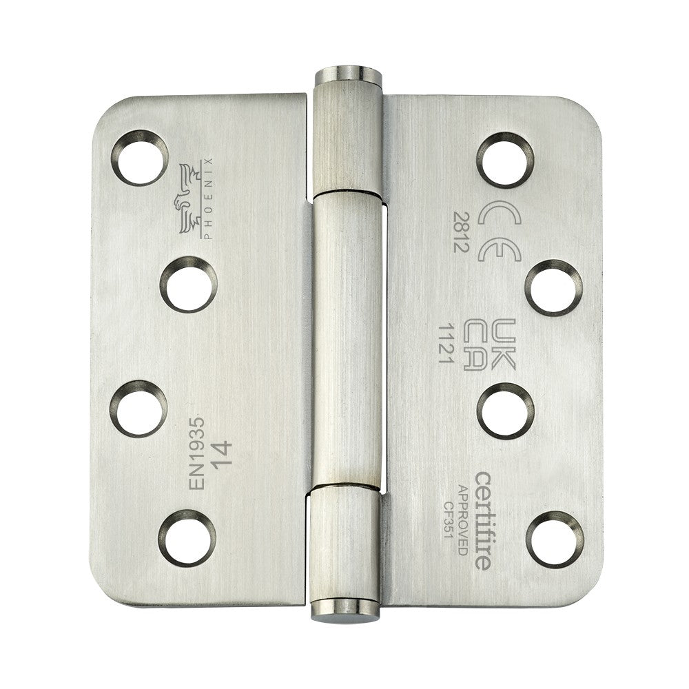 7740 Concealed Bearing Hinge Stainless Steel 316 - Radius Corner - Staggered Hole - Satin Polished 102 x 102 x 3mm