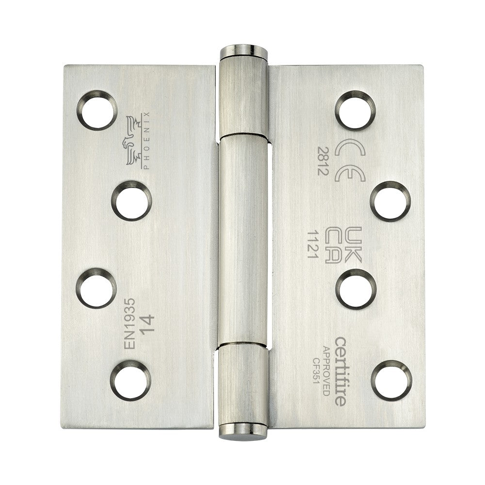 7740 Concealed Bearing Hinge Stainless Steel 316 - Square Corner - Staggered Hole - Satin Polished 102 x 102 x 3mm