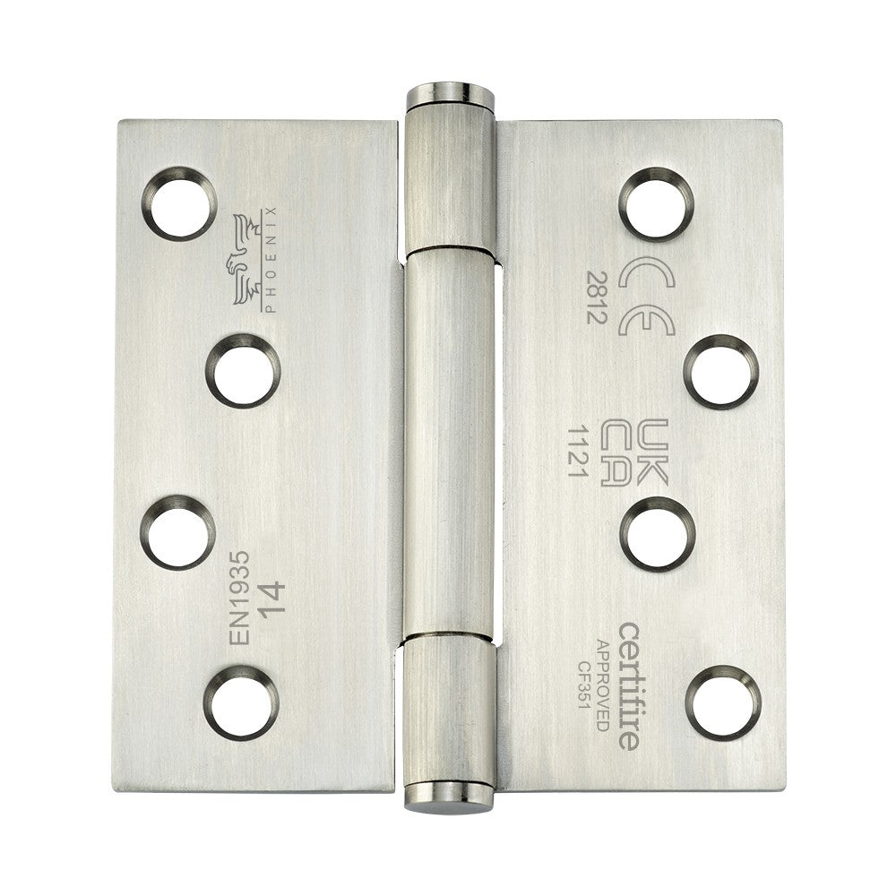 7740 Concealed Bearing Hinge Stainless Steel - Square Corner - Staggered Hole - Satin Polished 102 x 102 x 3mm