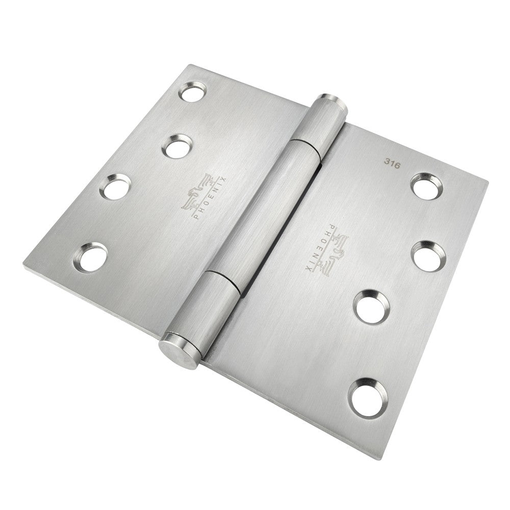 7750 Concealed Bearing Hinge - Square Corner - Staggered Hole - Stainless Steel 316 - Satin Polished 102 x 127 x 3mm