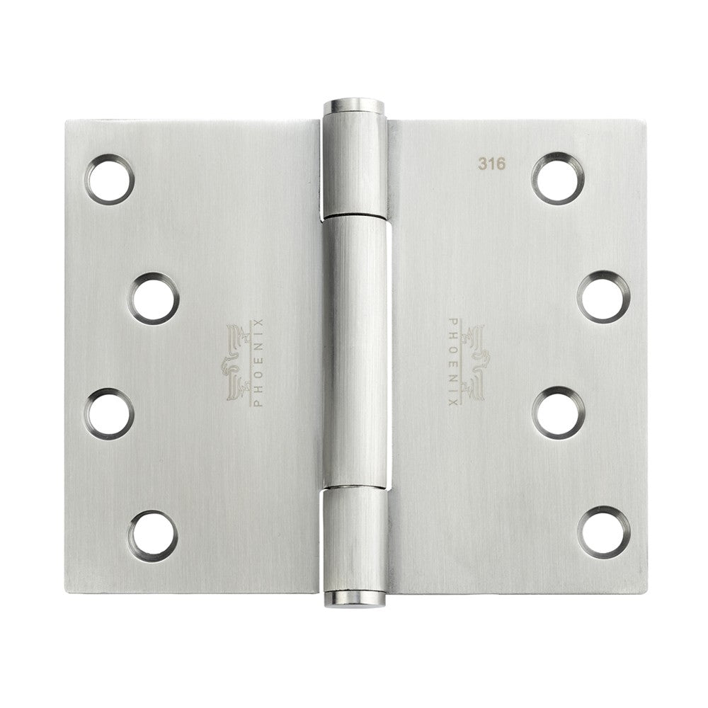 7750 Concealed Bearing Hinge - Square Corner - Staggered Hole - Stainless Steel 316 - Satin Polished 102 x 127 x 3mm