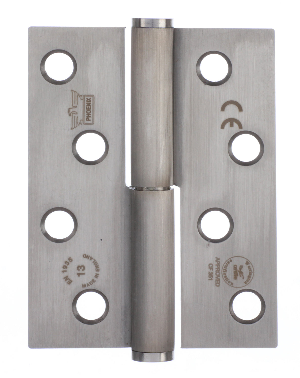7755 Concealed Bearing Lift Off Hinge - Square Corner - Staggered Hole - Clockwise Close - Stainless Steel - Satin Polished 102 x 76 x 3mm