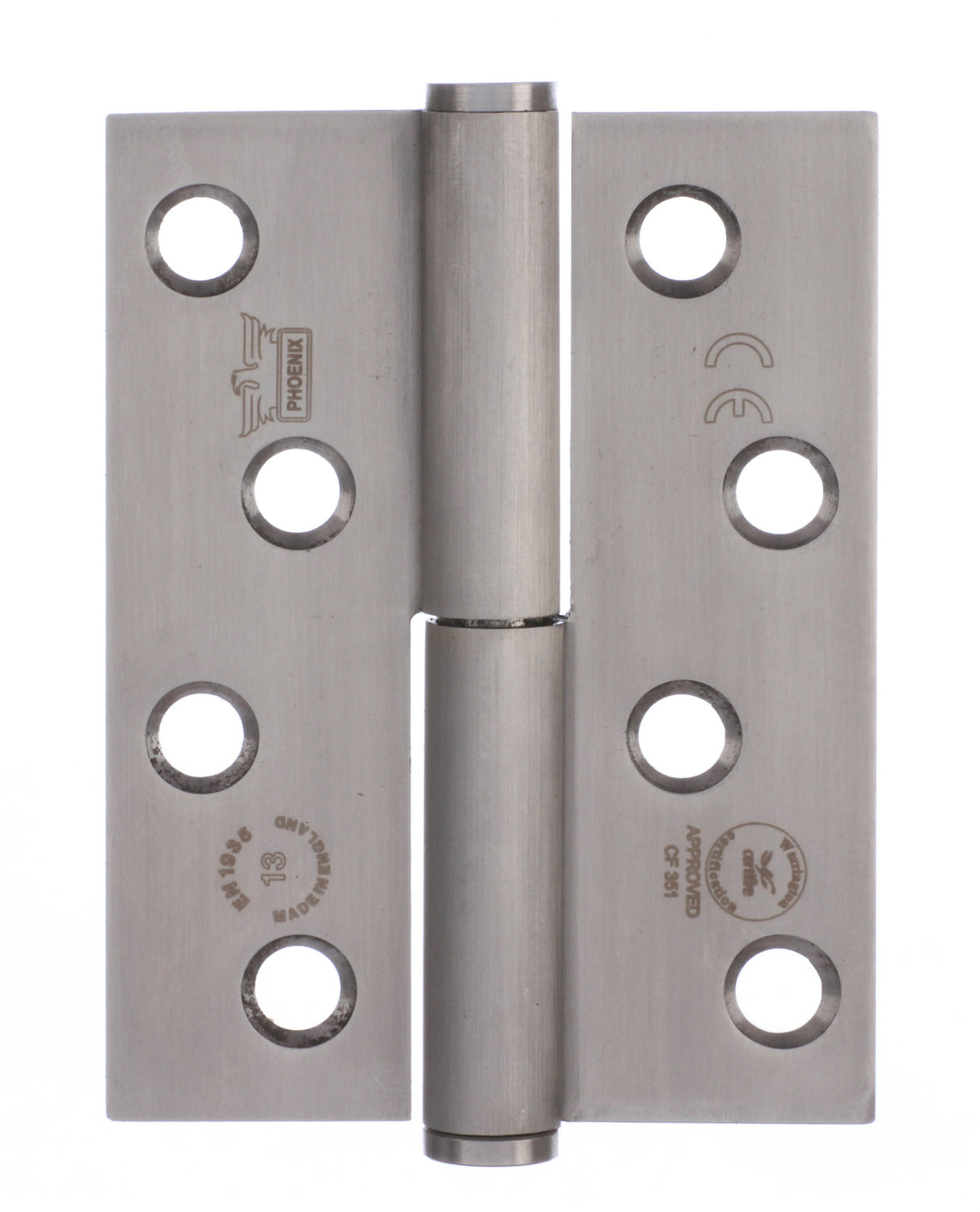 7756 Concealed Bearing Lift Off Hinge - Square Corner - Staggered Hole - Anti-Clockwise Close - Stainless Steel - Satin Polished 102 x 76 x 3mm