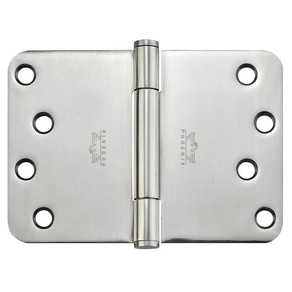 7760 Concealed Bearing Projection Parliament Hinge - Radius Corner - Staggered Hole - Stainless Steel - Bright Polished 102 x 152 x 3mm