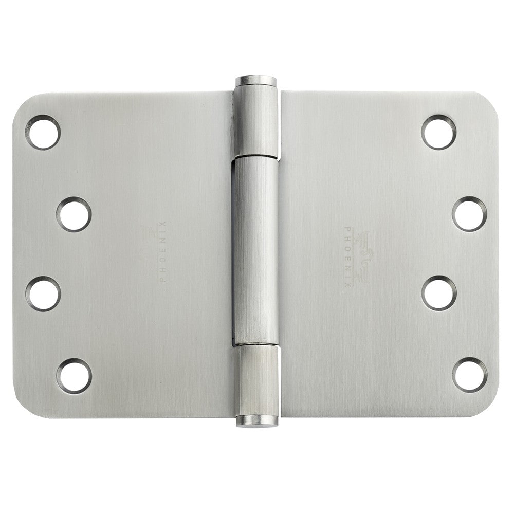 7760 Concealed Bearing Projection Parliament Hinge - Radius Corner - Staggered Hole - Stainless Steel - Satin Polished 102 x 152 x 3mm