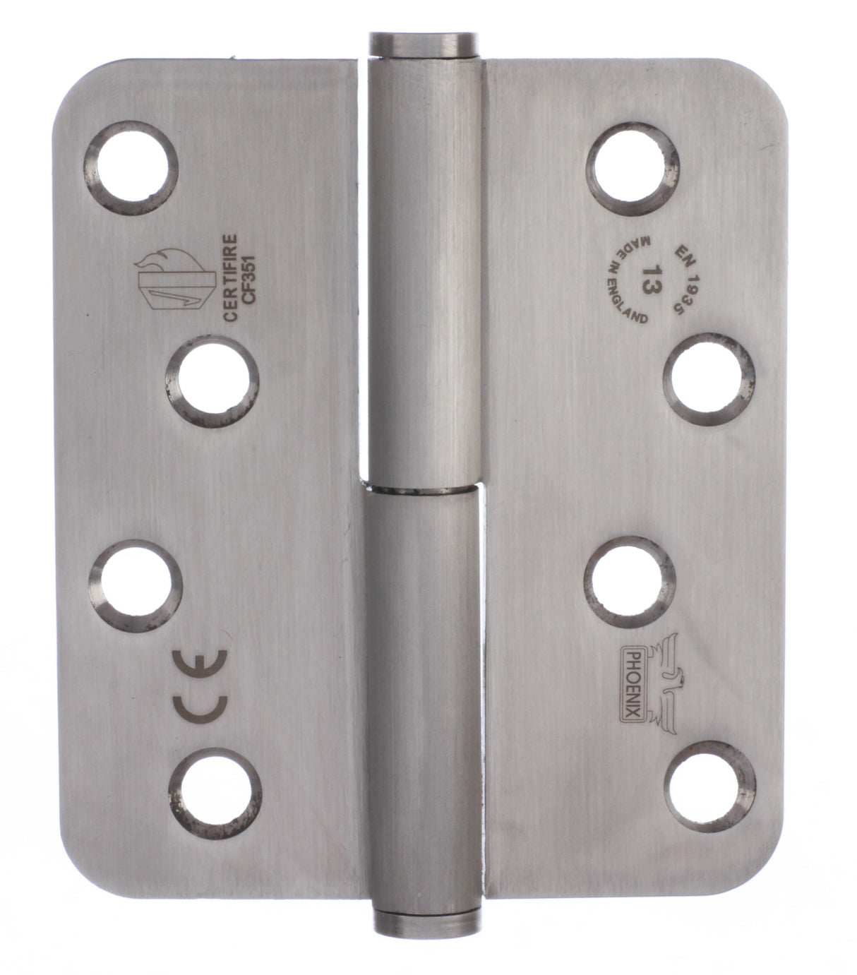 7765 Concealed Bearing Lift Off Hinge - Radius Corner - Staggered Hole - Clockwise Close - Stainless Steel - Satin Polished 102 x 89 x 3mm