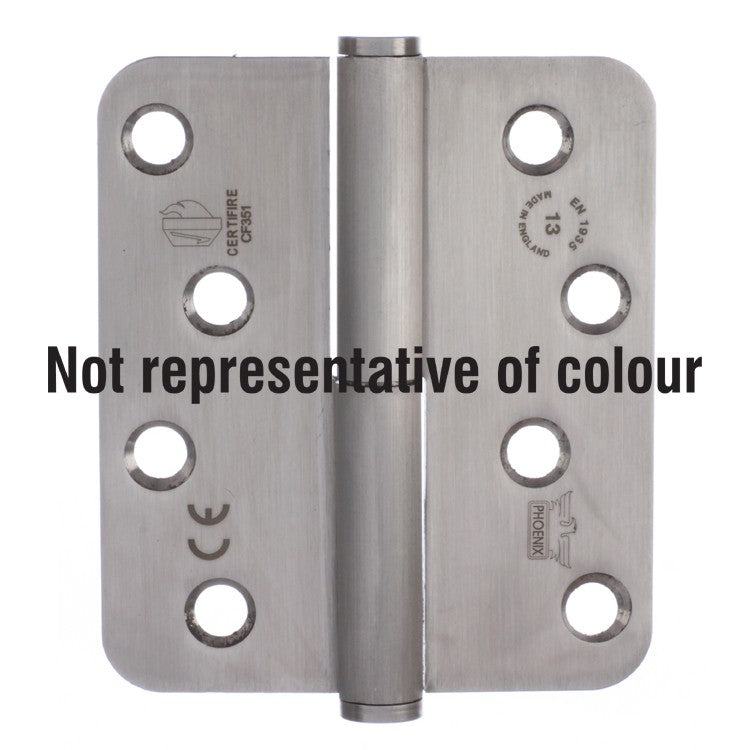 7765 Concealed Bearing Lift Off Hinge - Radius Corner - Staggered Hole - Clockwise Close - Stainless Steel - Bright Polished 102 x 89 x 3mm