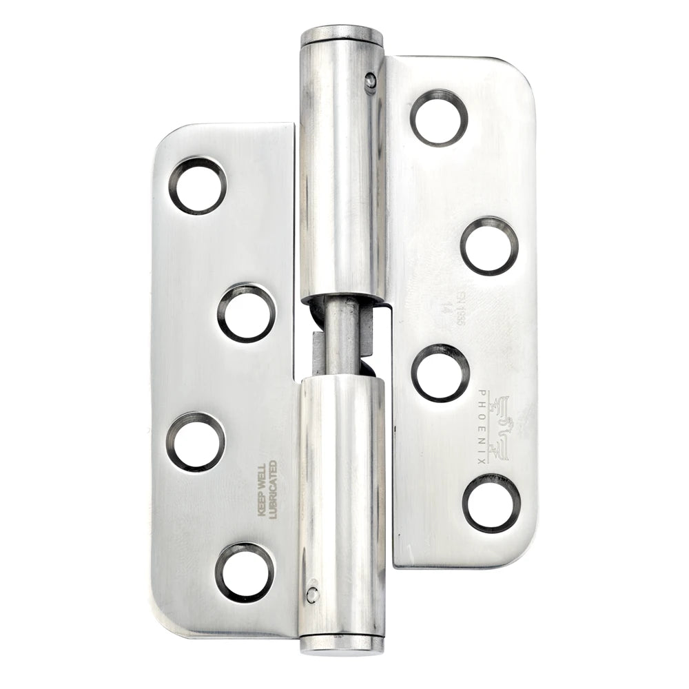 7915 Loadmaster Rising Lift Off Hinge - Radius Corner - Clockwise Close - Stainless Steel - Bright Polished 100 x 76 x 3mm