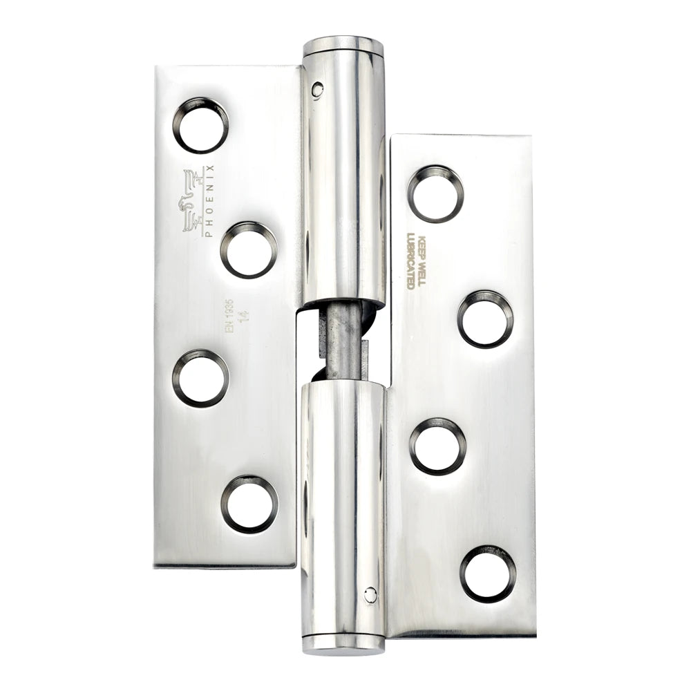 7916 Loadmaster Rising Lift Off Hinge - Square Corner - Anti-Clockwise Close - Stainless Steel - Bright Polished 100 x 76 x 3mm