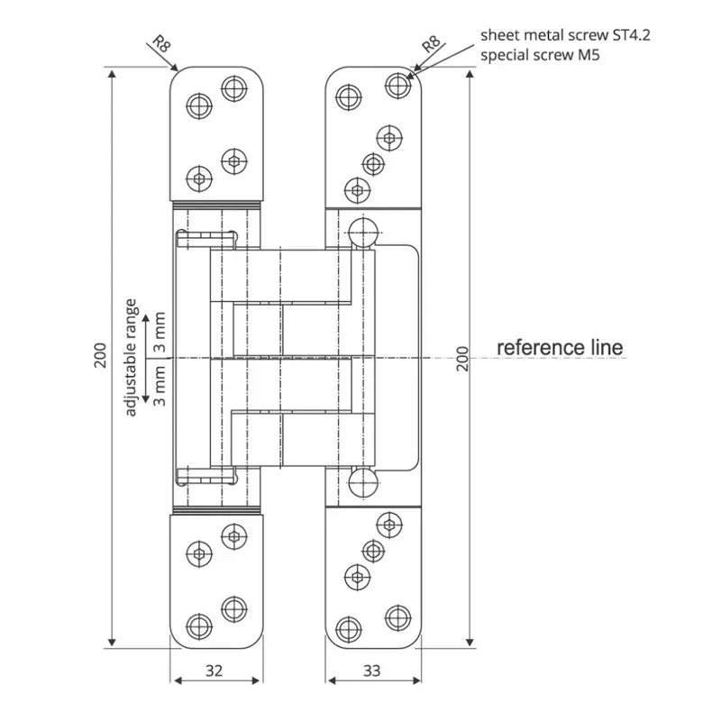 Pivota DX80 3D ZA Fully Concealed Adjustable Hinge - Aluminium - Satin Nickel Finish