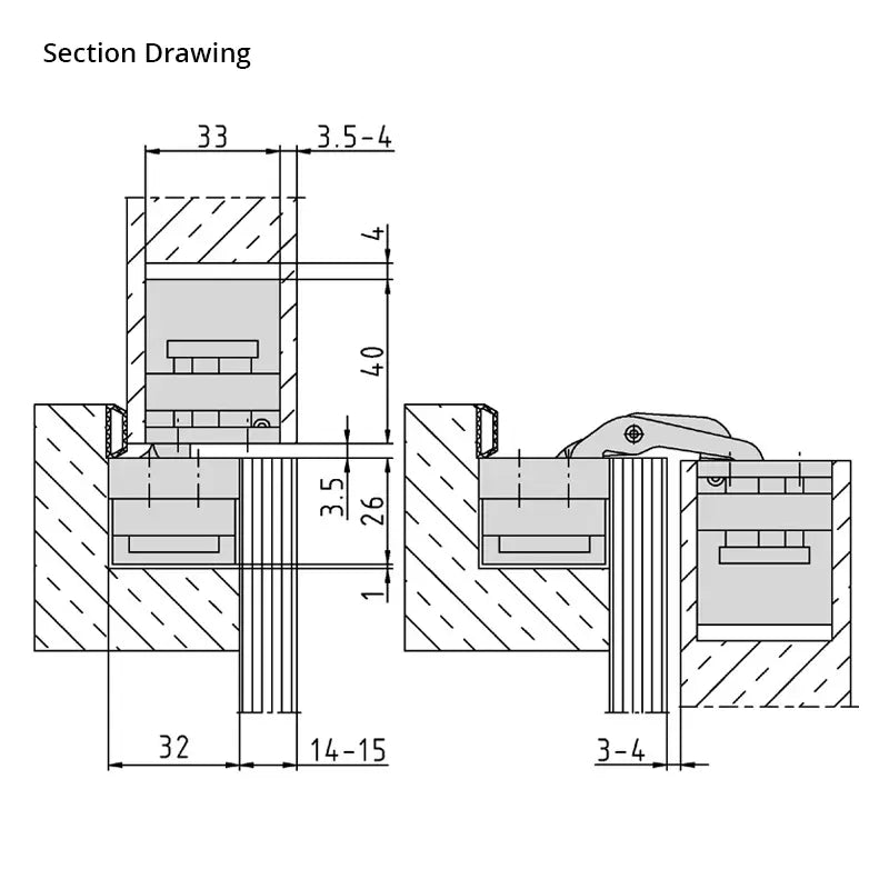 Pivota DX80 3D ZA Fully Concealed Adjustable Hinge - Aluminium - Satin Nickel Finish