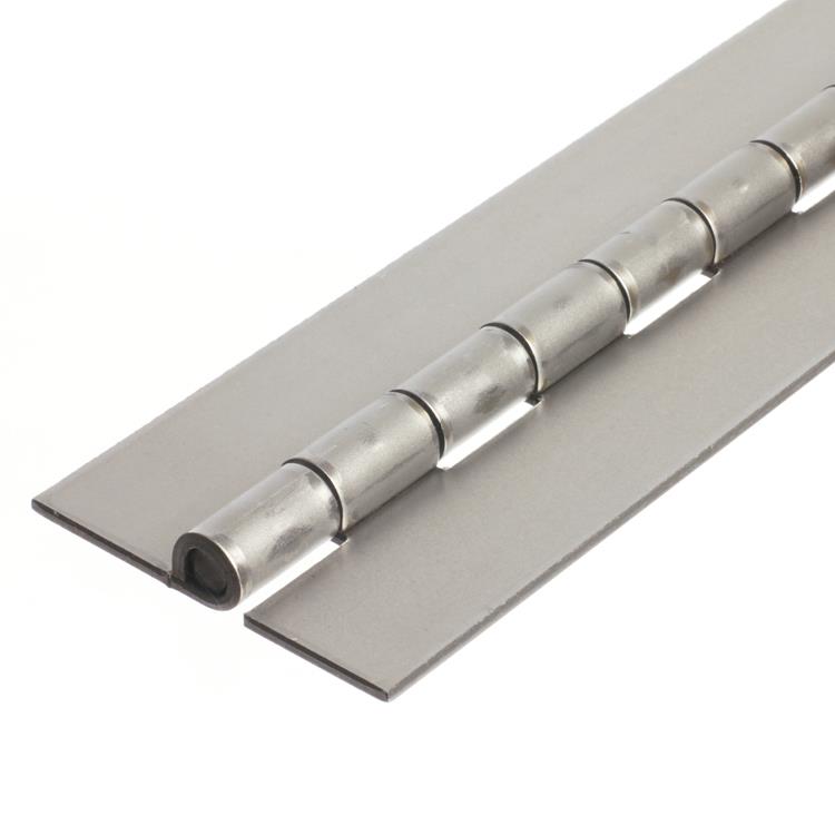 1208 Heavy Duty Piano Hinge - Stainless Steel - Self Colour - No Holes 1829 x 76 x 3 x 8mm Pin