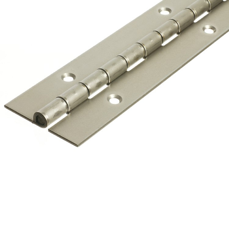 1208 Heavy Duty Piano Hinge - Stainless Steel - Self Colour - In-line Holes 1829 x 76 x 3 x 8mm Pin