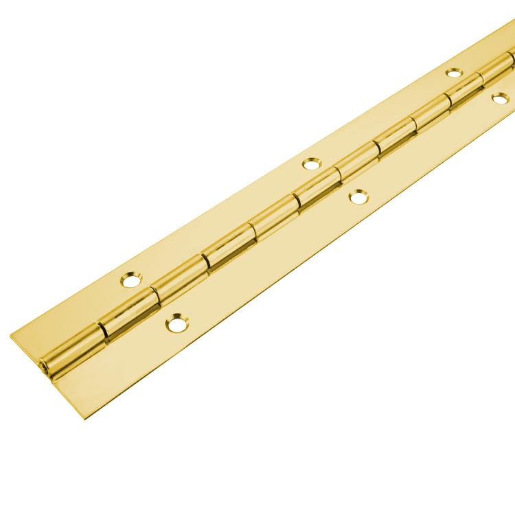 3602 Light Duty Piano Hinge - Brass - Bright Polished - In-line Holes 1829 x 25 x 0.9 x 2.3mm Pin