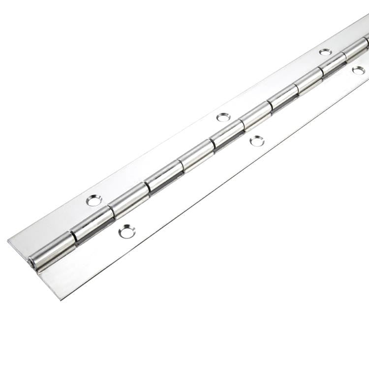 3604 Light Duty Piano Hinge - Brass - Bright Chrome - In-line Holes 1829 x 32 x 0.9 x 2.3mm Pin
