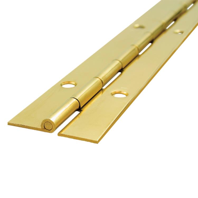 4806 Medium Duty Piano Hinge - Brass - Bright Polished - In-line Holes 1829 x 38 x 1.2 x 3.3mm Pin
