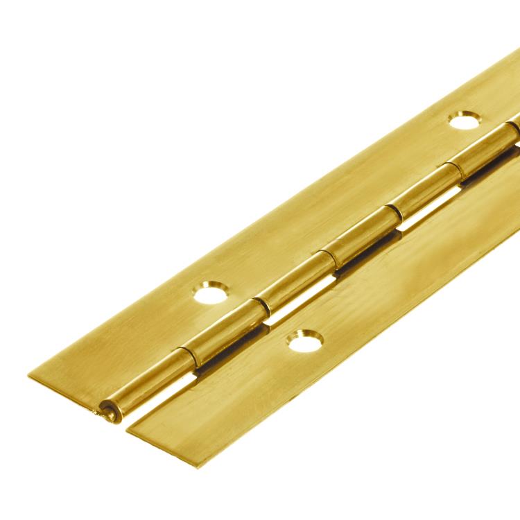 6410 Medium Duty Piano Hinge - Brass - Bright Polished - In-line Holes 1829 x 51 x 1.6 x 3.3mm Pin