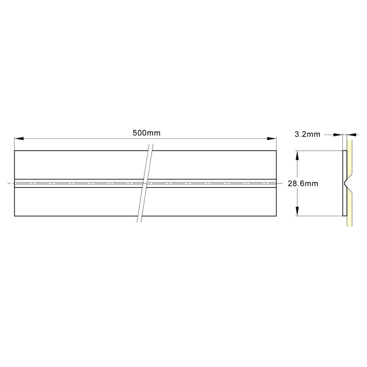 Polymer Continuous Hinge - Length 500mm - Width 28.6mm - Thickness 3.2mm - White
