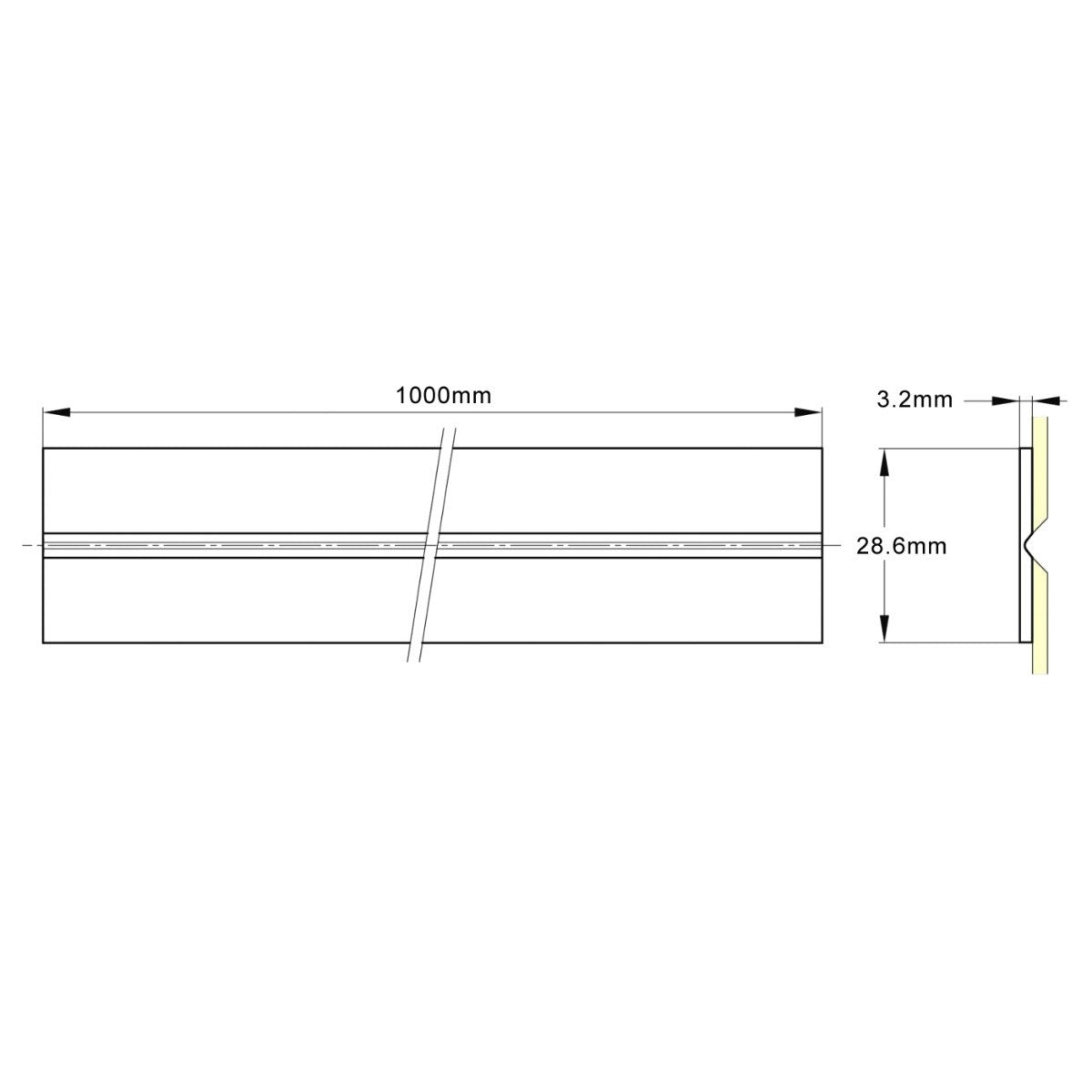 Polymer Continuous Hinge - Length 1000mm - Width 28.6mm - Thickness 3.2mm - White