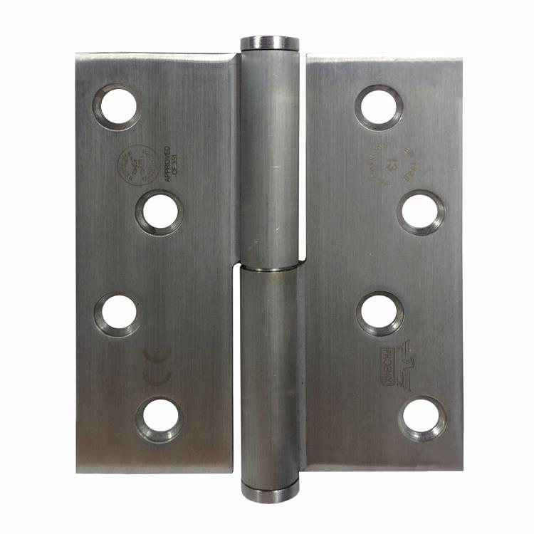 7766 Concealed Bearing Lift Off Hinge - Square Corner - Staggered Hole - Anti-Clockwise Close - Stainless Steel - Satin Polished 102 x 89 x 3mm